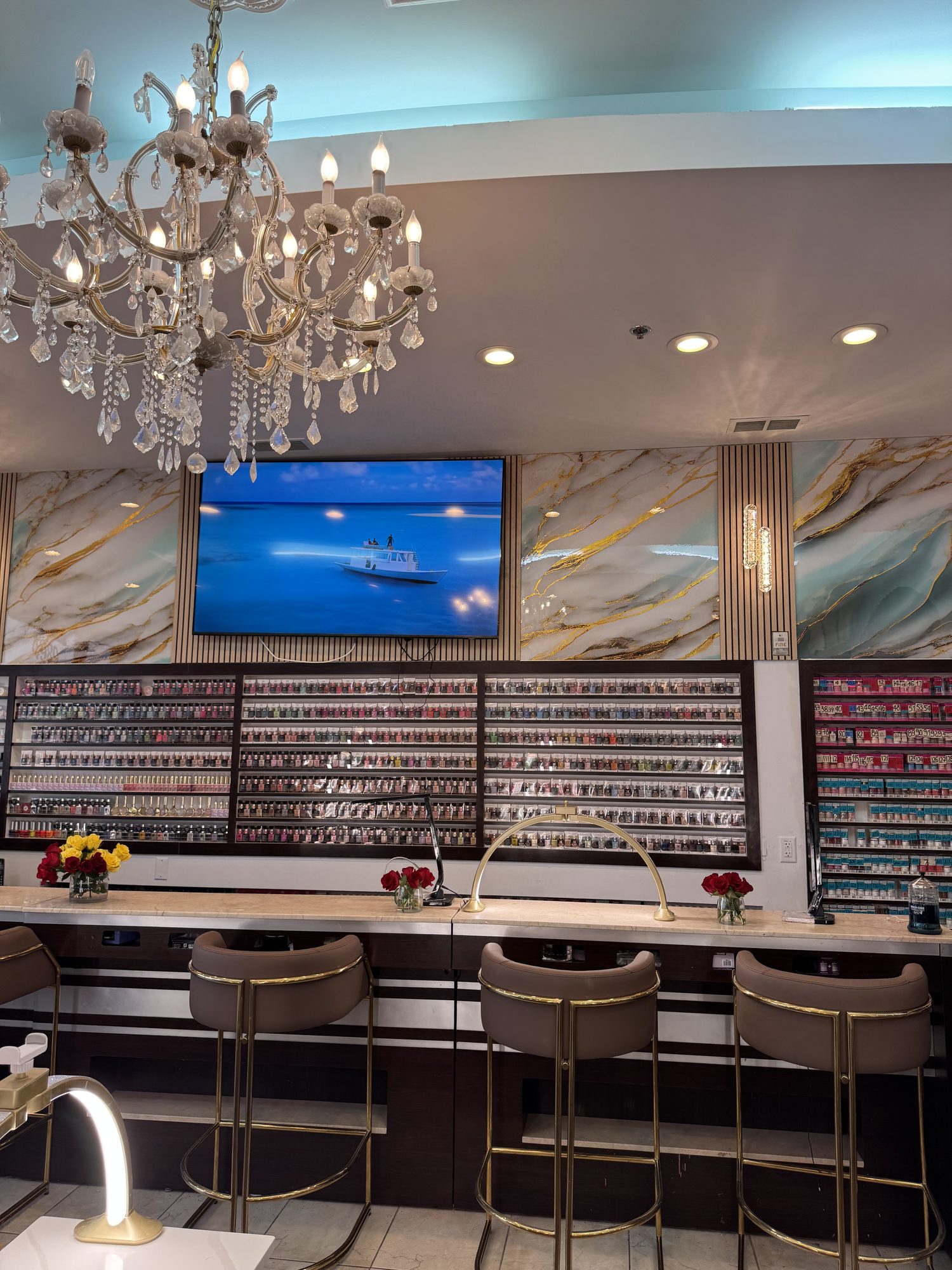 Wall of nail polish colors